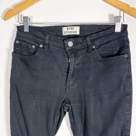 Acne Studios black broken in Flex jeans with holes in knees - Picture 2 of 7